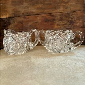 Imperial cut glass cream and sugar dish set. It is about 3 inches tall.
